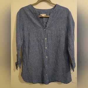 Westbound Women's Blue Linen-Cotton Shirt Sz L